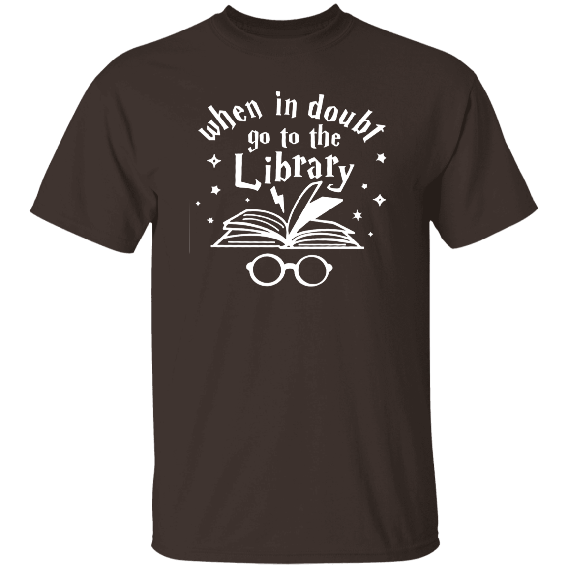 When In Doubt Go To The Library Teacher Unisex T-Shirt, Library Shirt, Back To School Gift, Teacher Shirt, Reading Lover Gift	G500 5.3 oz. T-Shirt