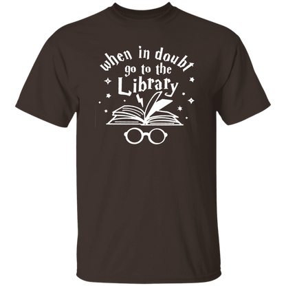 When In Doubt Go To The Library Teacher Unisex T-Shirt, Library Shirt, Back To School Gift, Teacher Shirt, Reading Lover Gift	G500 5.3 oz. T-Shirt