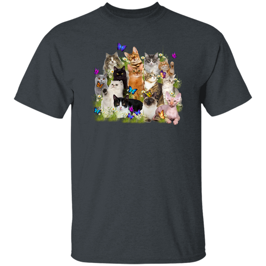 Cats And Butterflies for Cat Lover Vintage T-Shirt, Cats Lover Shirt, For Cat Lover Shirt, Gift For Cat Lover Shirt	G500 5.3 oz. T-Shirt