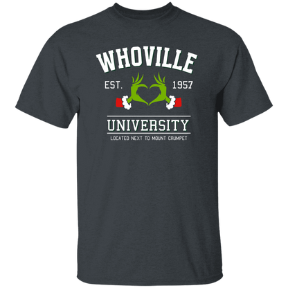 Whoville University Located Next To Mount Crumpet Funny Christmas Teacher Vintage T-Shirt