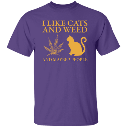 I Like Cats And Weed And Maybe 3 People Vintage  T-Shirt