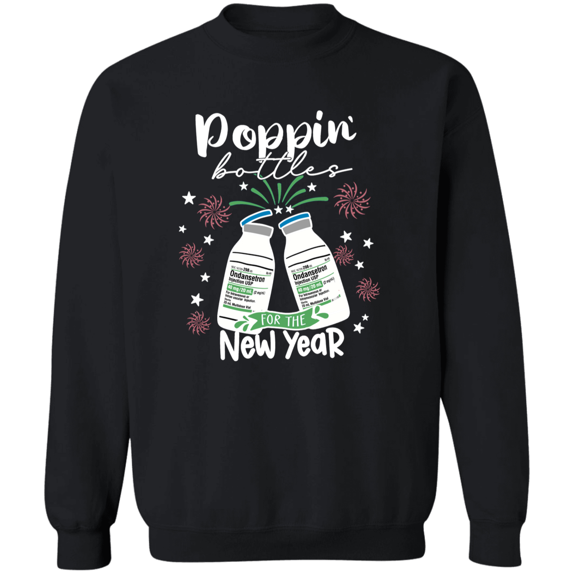 Ondansetron Poppin Bottles For The New Year G180 Gildan Crewneck Pullover Sweatshirt - jasmine -