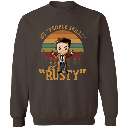 Chibi Castiel Supernatural My People Skills Are Rusty  Gildan Crewneck Pullover Sweatshirt