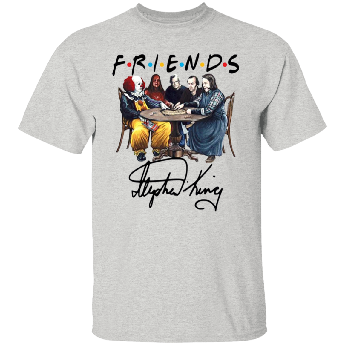 Stephen King Horror Characters Friends Signature T-Shirt - leleart