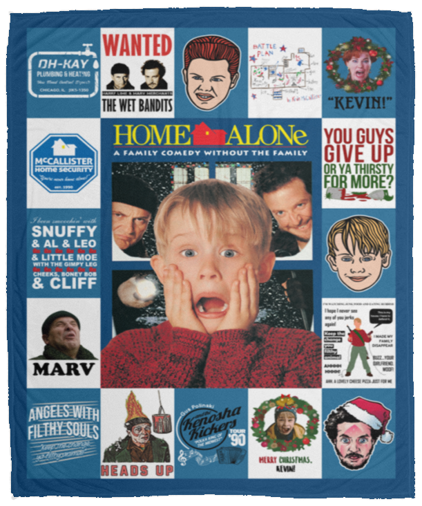 Home Alone Characters Fleece Blanket, Premium Sherpa Blanket, Christmas Gift, Home Alone Movie Blanket, Movie Christmas BlanketVPM Cozy Plush Fleece Blanket - 50x60