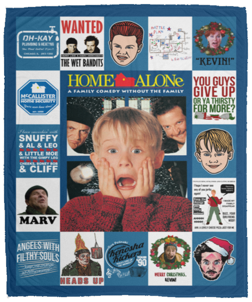 Home Alone Characters Fleece Blanket, Premium Sherpa Blanket, Christmas Gift, Home Alone Movie Blanket, Movie Christmas BlanketVPM Cozy Plush Fleece Blanket - 50x60
