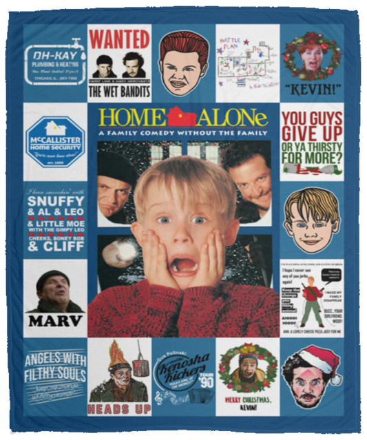 Home Alone Characters Fleece Blanket, Premium Sherpa Blanket, Christmas Gift, Home Alone Movie Blanket, Movie Christmas BlanketVPM Cozy Plush Fleece Blanket - 50x60