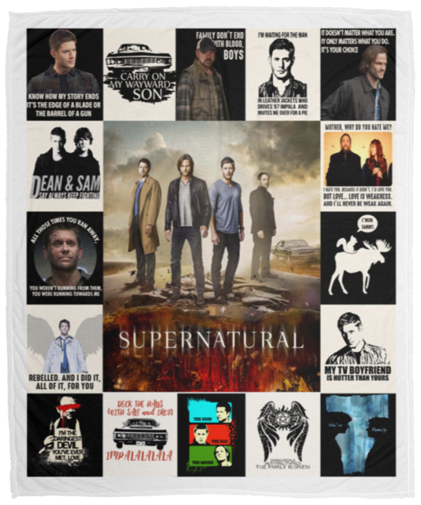 Supernatural Dean Winchester Fleece Blanket, Premium Sherpa Blanket, Supernatural Blanket, Winchester Blanket, Dean Sam Quilt	VPM Cozy Plush Fleece Blanket - 50x60