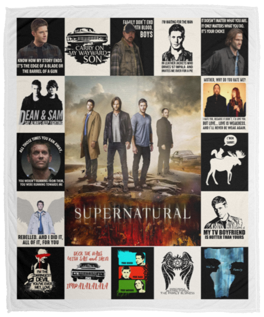 Supernatural Dean Winchester Fleece Blanket, Premium Sherpa Blanket, Supernatural Blanket, Winchester Blanket, Dean Sam Quilt	VPM Cozy Plush Fleece Blanket - 50x60