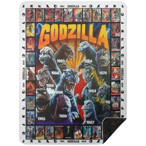Godzilla All Version Fleece Blanket, Premium Sherpa Blanket, Monster Blanket, Godzilla Vs Kong Blanket, Godzilla Movie Blanket	BSHL Premium Black Sherpa Blanket 60x80