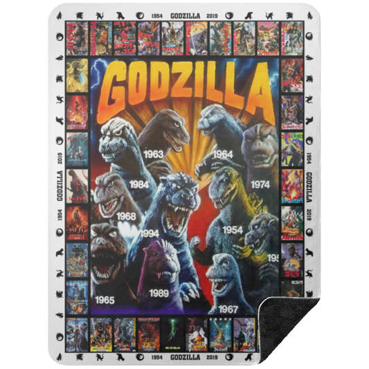 Godzilla All Version Fleece Blanket, Premium Sherpa Blanket, Monster Blanket, Godzilla Vs Kong Blanket, Godzilla Movie Blanket	BSHL Premium Black Sherpa Blanket 60x80