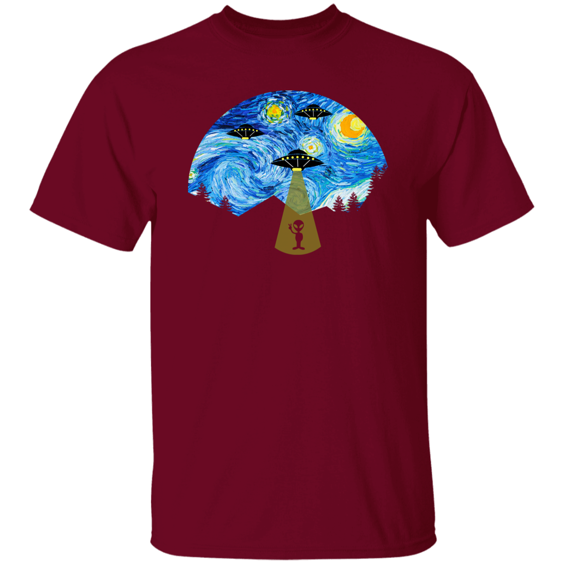 Starry Night UFO Alien Vintage T-Shirt