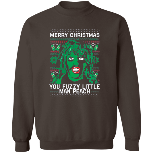 Merry Christmas You Fuzzy Little Man Peach Vintage T-Shirt, The Mighty Boosh Shirt, Old Gregg Shirt, TV Series Shirt, Comedy Movie ShirtG180 Gildan Crewneck Pullover Sweatshirt