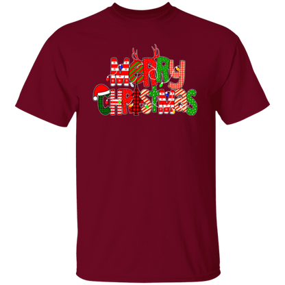 Merry Christmas With Rich Pattern Teacher T-Shirt - lapicta