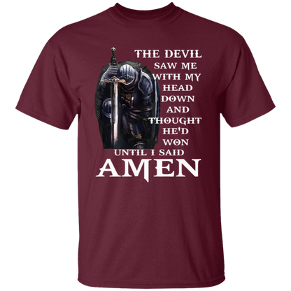 The Devil Saw Me With My Head Down And Thought He'd Won Until I Said Amen Unisex  T-Shirt - jasmine