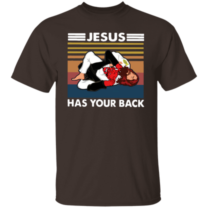 Jiu Jitsu Jesus Has Your Back Funny Christian Gift Vintage T-Shirt - leleart
