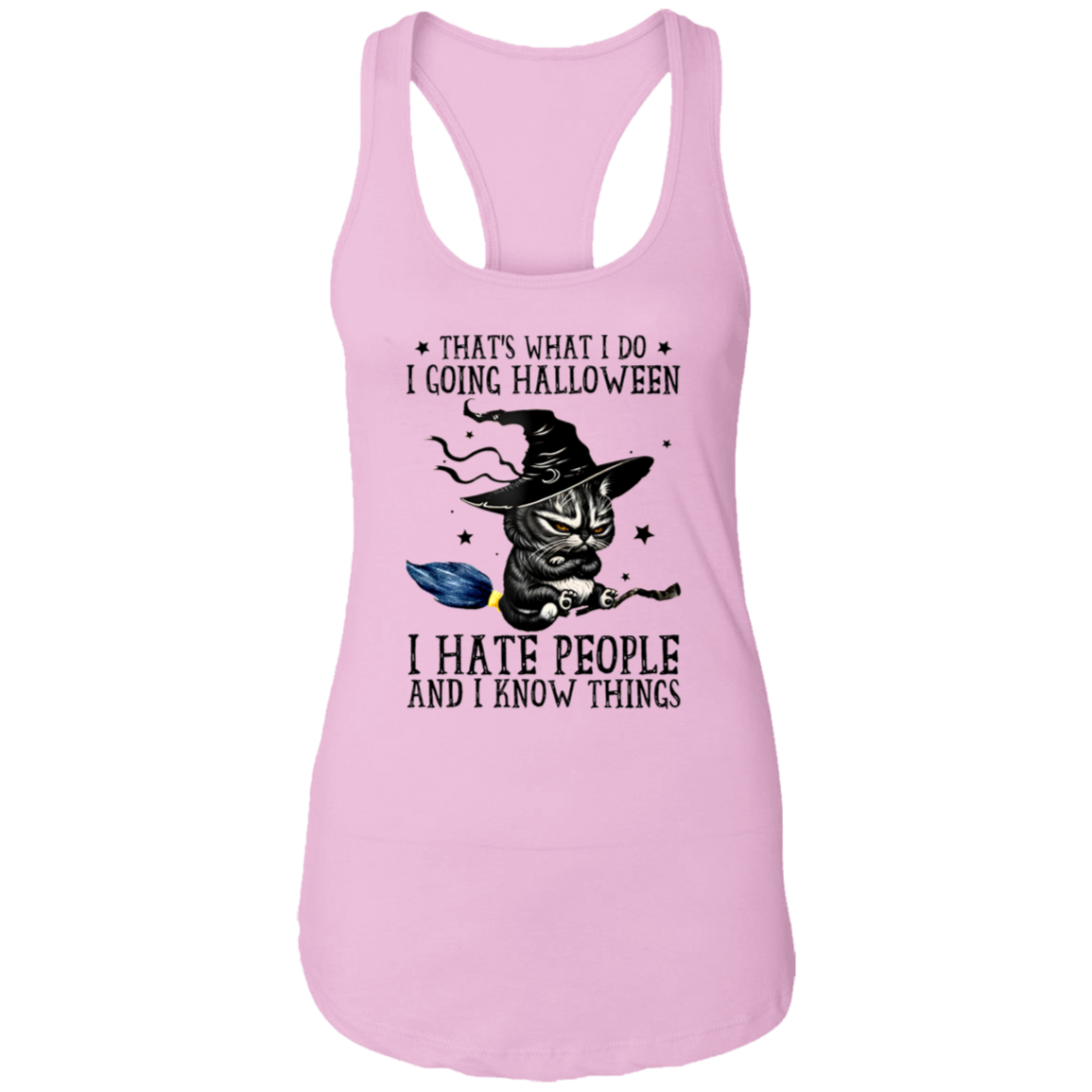 Black Cat Meme Halloween NL1533 Ladies Ideal Racerback Tank - pelyn - ID23092427