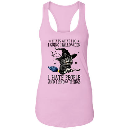 Black Cat Meme Halloween NL1533 Ladies Ideal Racerback Tank - pelyn - ID23092427