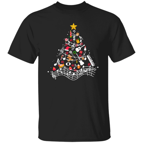 Musical Christmas Tree Teacher Vintage T-Shirt, Christmas Shirt, Cute Christmas Gift, Musical Shirt, Music Teacher Gift	G500 5.3 oz. T-Shirt