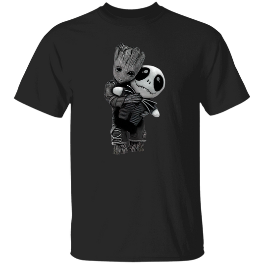Baby Groot Hugs Jack Skellington Vintage T-Shirt, The Night Before Christmas Shirt, Groot Hugs Jack Shirt, Lovely Groot ShirtG500 5.3 oz. T-Shirt