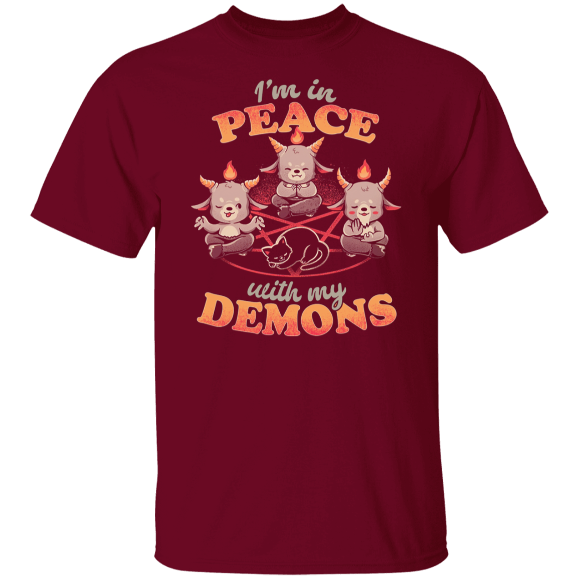 In Peace With My Demons Creepy Cute Baphomet Cats  T-Shirt