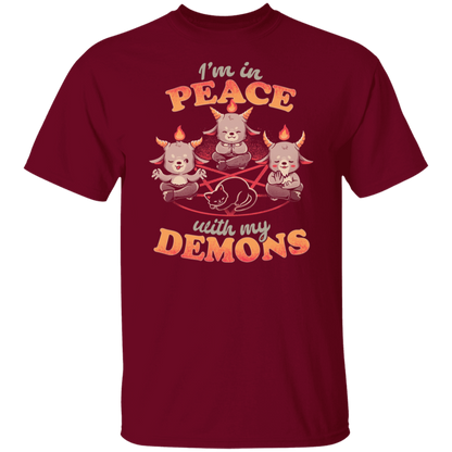 In Peace With My Demons Creepy Cute Baphomet Cats  T-Shirt