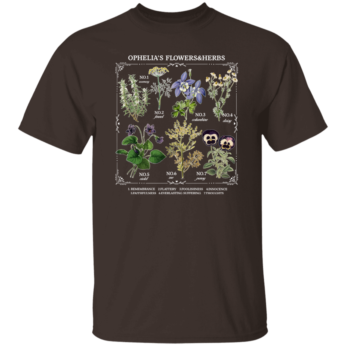 Ophelia's Flowers And Herbs Funny Literature Teacher Vintage T-Shirt
