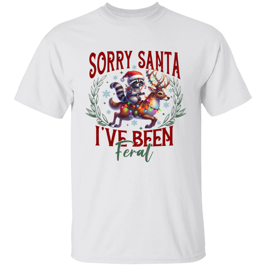 Sorry Santa I’ve Been Feral Vintage T-Shirt, Feral Shirt, Funny Xmas Gift, Santa Claus Tee, Sarcasm Humor Shirt, Christmas Shirt	G500B Youth 5.3 oz 100% Cotton T-Shirt