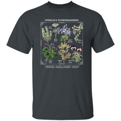 Ophelia's Flowers And Herbs Funny Literature Teacher Vintage T-Shirt