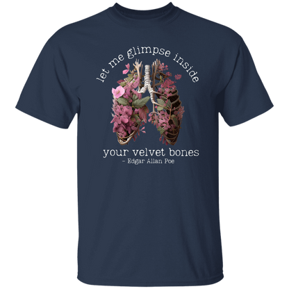 Edgar Allan Poe Let Me Glimpse Inside Your Velvet Bones Funny Halloween Teacher Vintage T-Shirt