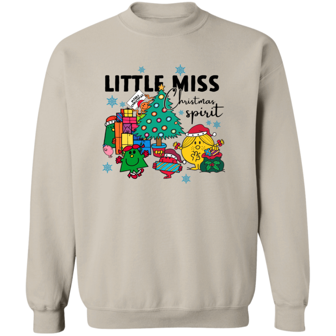 Little Miss Christmas Teacher Vintage G180 Crewneck Pullover Sweatshirt - letter