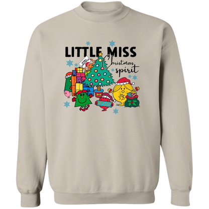Little Miss Christmas Teacher Vintage G180 Crewneck Pullover Sweatshirt - letter