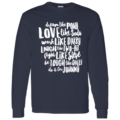 The Outsiders Character Names Funny Literature Teacher Vintage T-Shirt - LONG SLEEVE