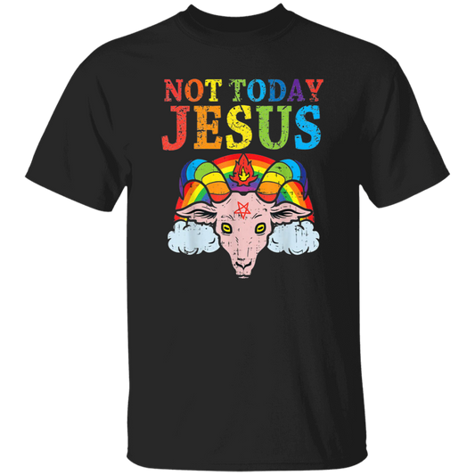 Not Today Jesus Rainbow Vintage T-Shirt, Satanism Shirt, Satan Shirt, Satan Goat Shirt, Religious Shirt, Religion Shirt, Satanic ShirtG500 5.3 oz. T-Shirt