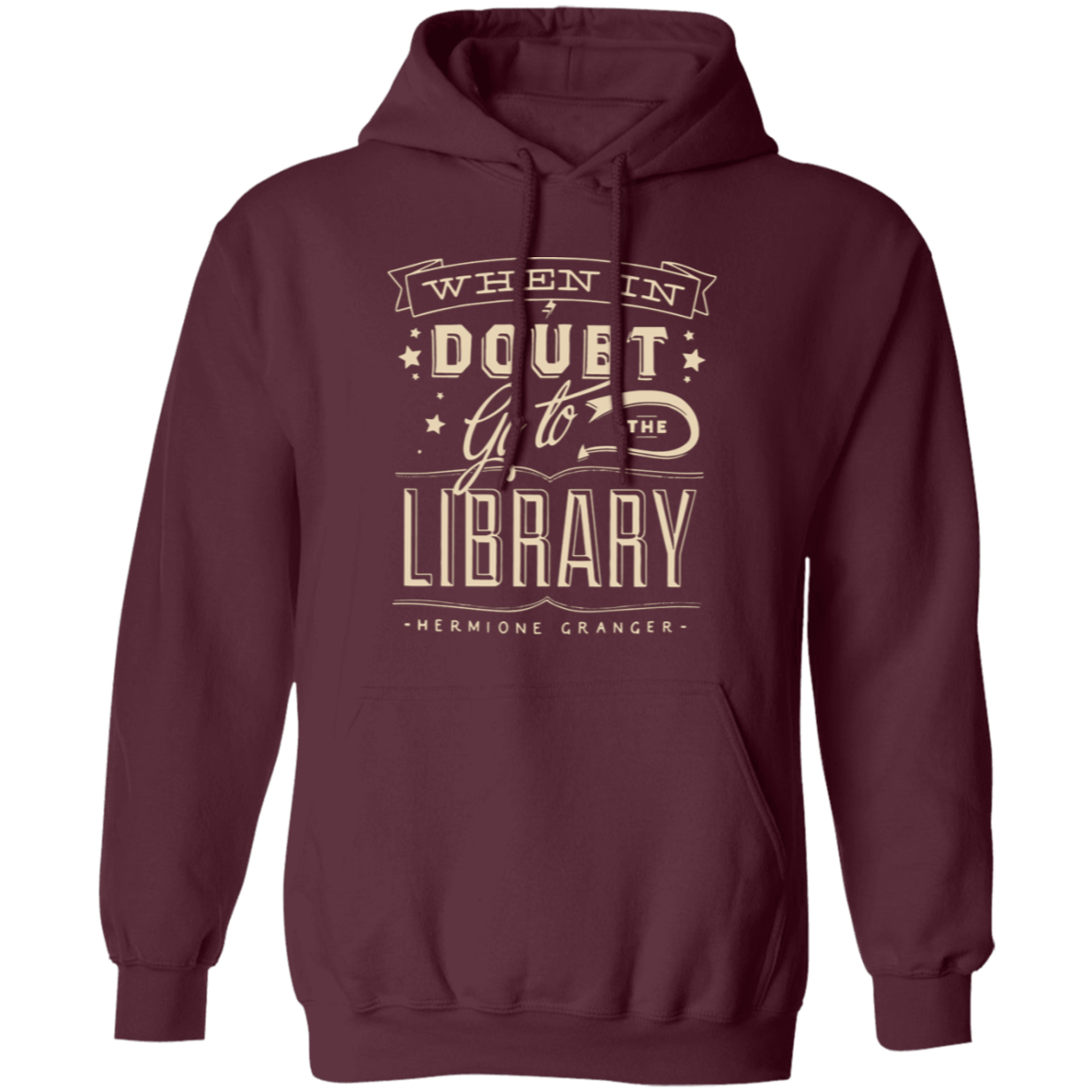 When In Doubt Go To The Library Teacher Vintage G185 Gildan Pullover Hoodie - letter