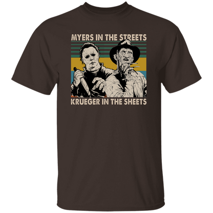 Michael Myers In The Streets Krueger In The Sheets Vintage T-Shirt