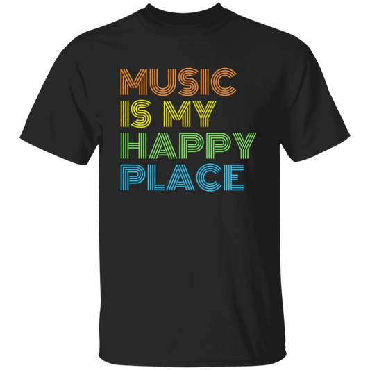 Music Is My Happy Place Teacher Vintage Unisex  T-Shirt - letter