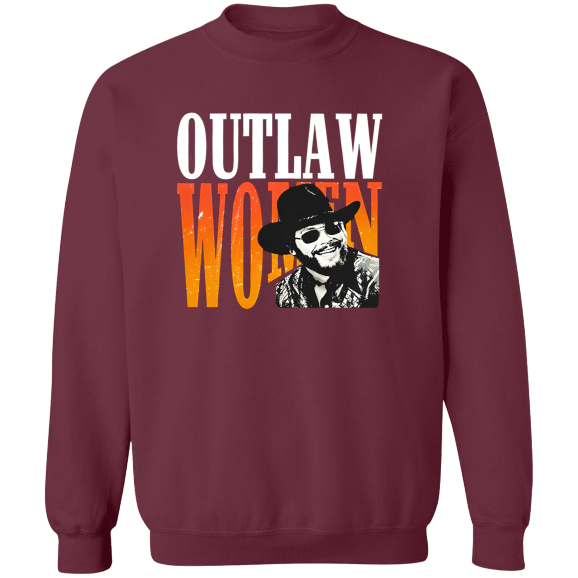 G180 Gildan Crewneck Pullover Sweatshirt Hank Williams Jr Outlaw Unisex Vintage T-Shirt