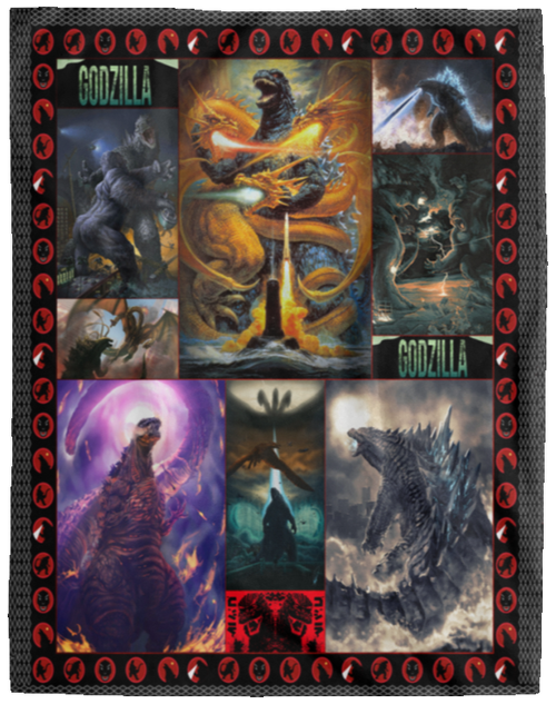 Godzilla Great War Fleece Blanket, Premium Sherpa Blanket, Godzilla Vs Kong Blanket, Godzilla Movie Blanket, Godzilla Vs Dragon Blanket	VPL Cozy Plush Fleece Blanket - 60x80