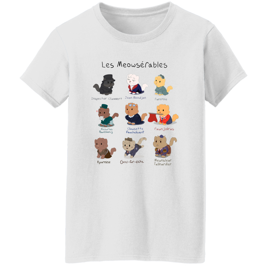 Cute Les Meowserables Cat Pun Teacher Vintage G500L Ladies' 5.3 oz. T-Shirt - WOMEN - letter