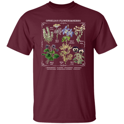 Ophelia's Flowers And Herbs Funny Literature Teacher Vintage T-Shirt
