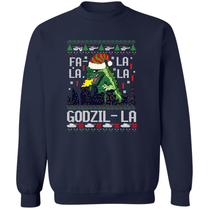 Fa La La La Godzilla Christmas Vintage Pullover Sweatshirt