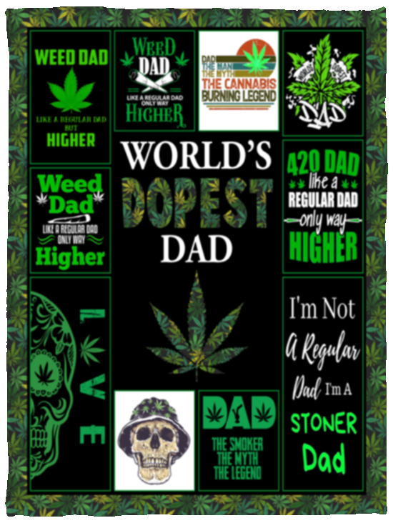 The Dopest Dad Fleece Blanket, Premium Sherpa Blanket, Father's Day Gift, Gift For Dad, Weed Blanket, 420 Day Hippie Quilt	VPS Cozy Plush Fleece Blanket - 30x40