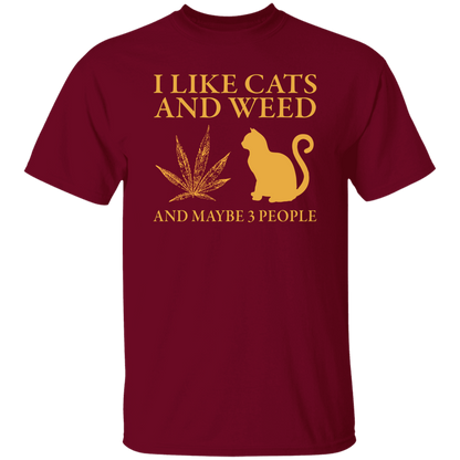 I Like Cats And Weed And Maybe 3 People Vintage  T-Shirt