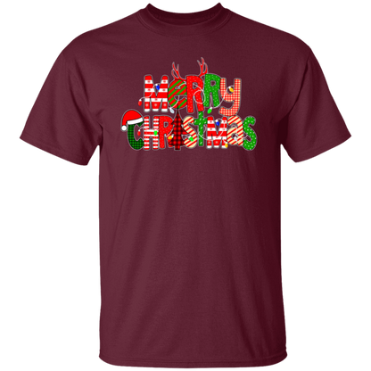 Merry Christmas With Rich Pattern Teacher T-Shirt - lapicta