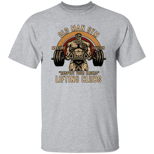 Old Man Gym Respect Your Elders Lifting Clubs T-Shirt