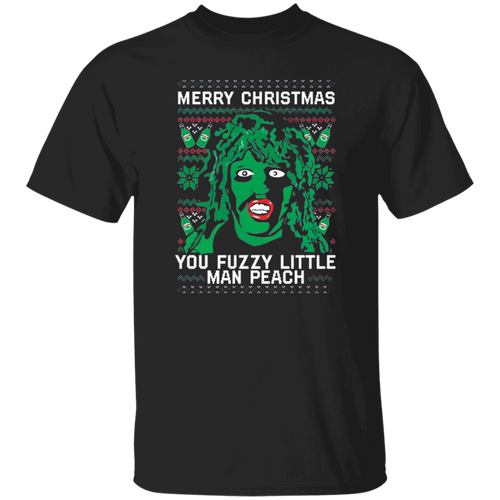 Merry Christmas You Fuzzy Little Man Peach Vintage T-Shirt, The Mighty Boosh Shirt, Old Gregg Shirt, TV Series Shirt, Comedy Movie Shirt	G500 5.3 oz. T-Shirt