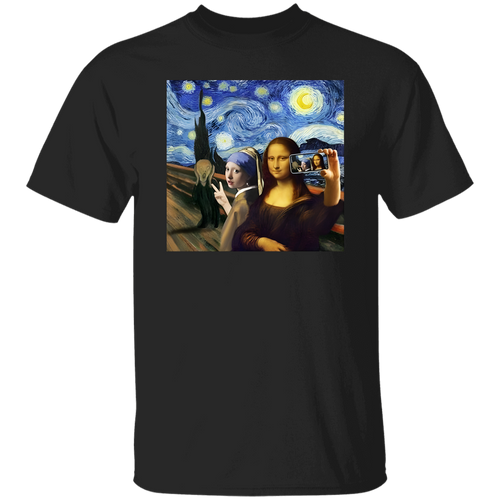 Mona Lisa Scream And Selfie Starry Night Van Gogh Vintage T-Shirt