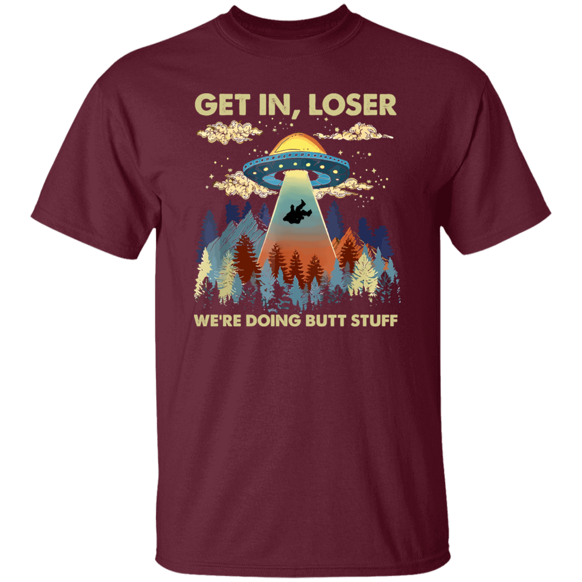 Bigfoot Alien Ufo Shirt Bigfoot Get In Loser Vintage T-Shirt