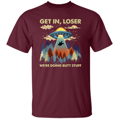 Bigfoot Alien Ufo Shirt Bigfoot Get In Loser Vintage T-Shirt